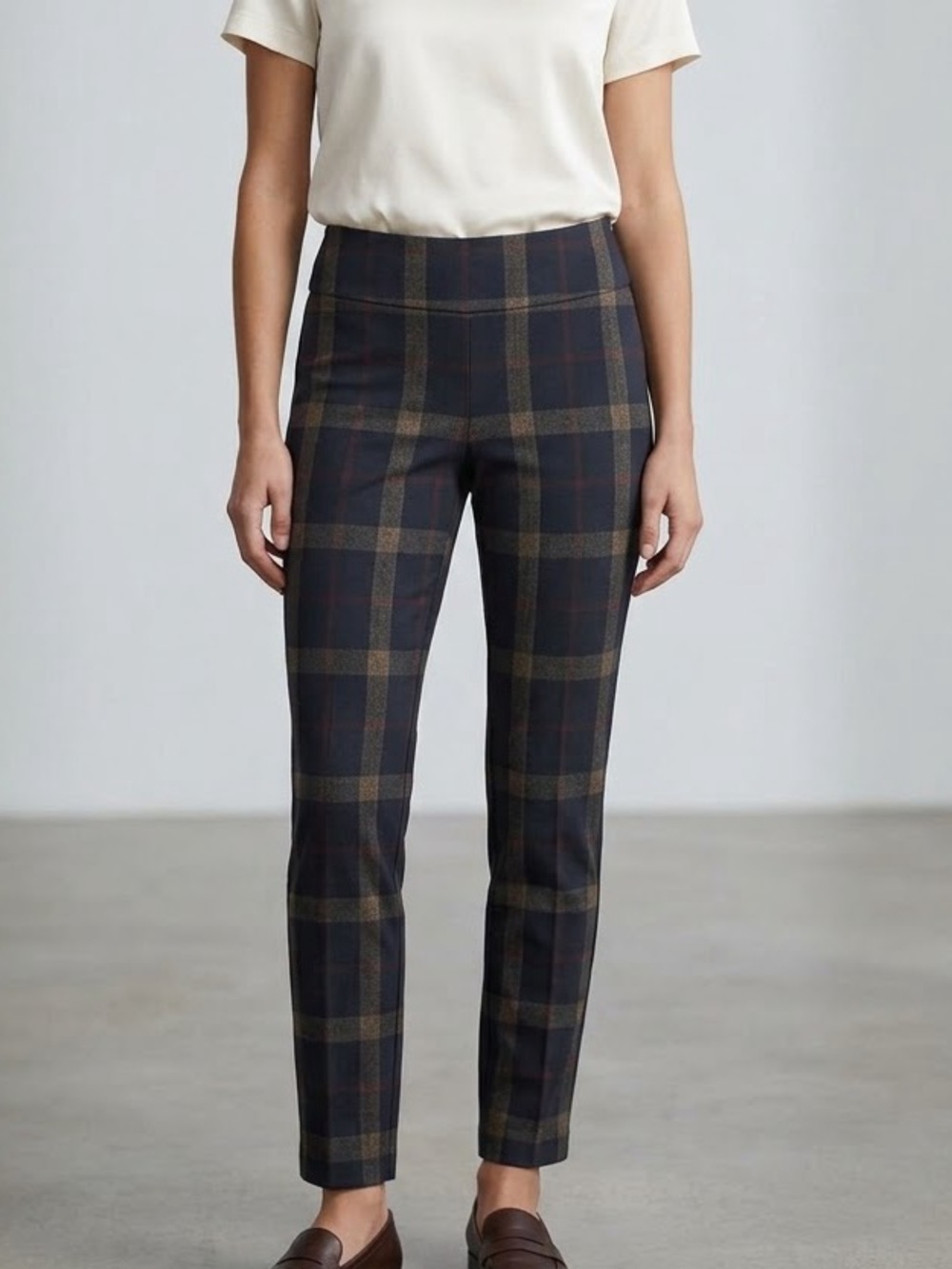 ZAC & RACHEL Plaid Pull On Ankle Pants Dark Academia Stretch High Waist M